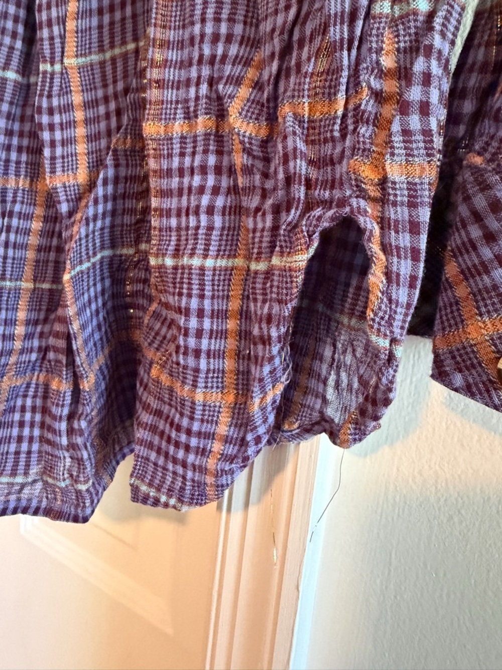 Free People Purple Plaid Button-Up Top - Picture 4 of 4